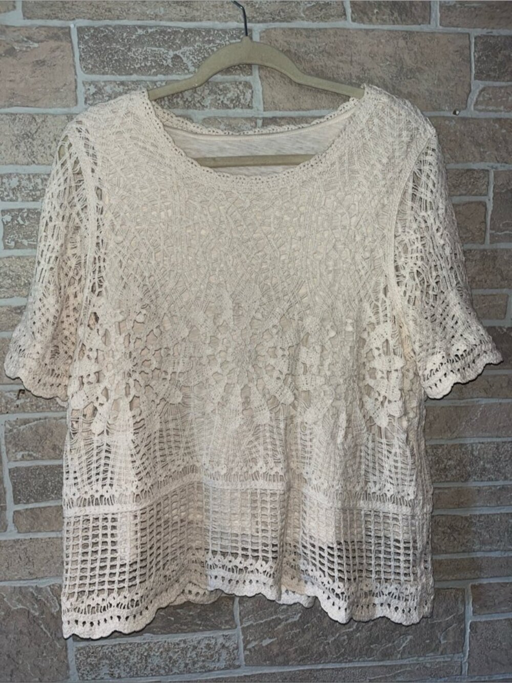 Design History Cream Crochet Lace Tunic